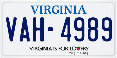 VA license plate VAH4989