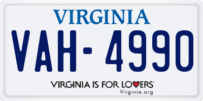 VA license plate VAH4990
