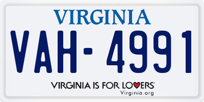 VA license plate VAH4991