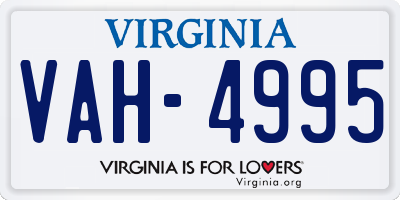 VA license plate VAH4995