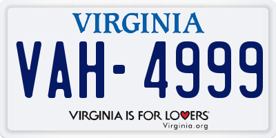 VA license plate VAH4999