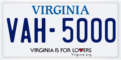 VA license plate VAH5000