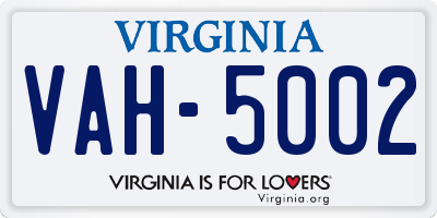 VA license plate VAH5002