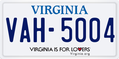 VA license plate VAH5004