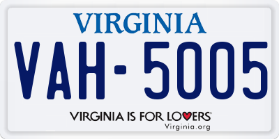 VA license plate VAH5005