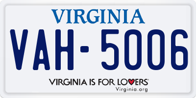 VA license plate VAH5006