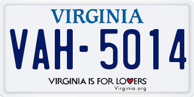 VA license plate VAH5014