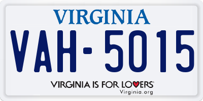 VA license plate VAH5015