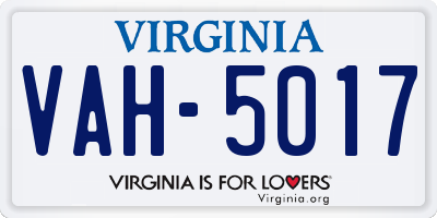 VA license plate VAH5017