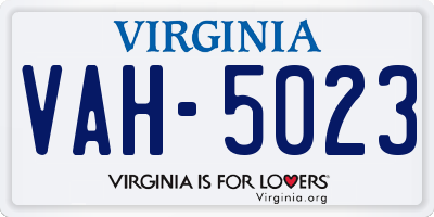 VA license plate VAH5023