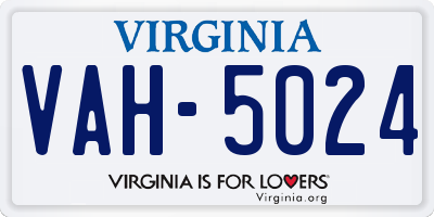 VA license plate VAH5024
