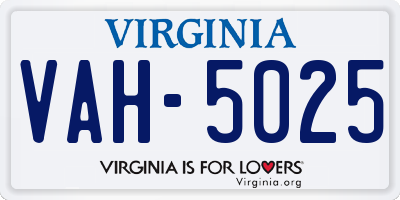 VA license plate VAH5025