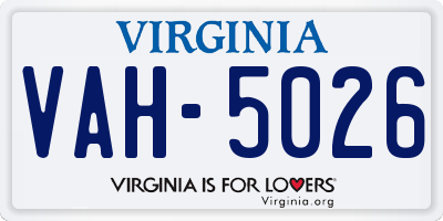 VA license plate VAH5026