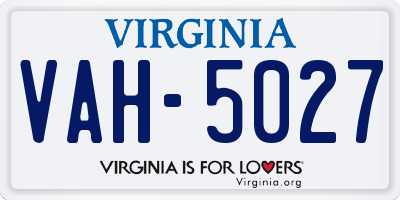 VA license plate VAH5027