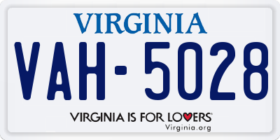 VA license plate VAH5028