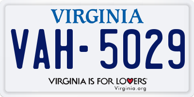VA license plate VAH5029