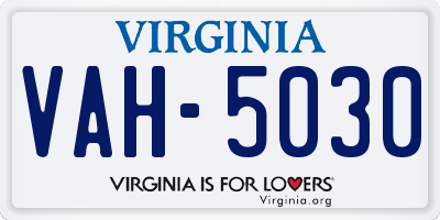 VA license plate VAH5030