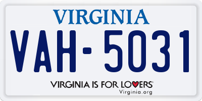 VA license plate VAH5031