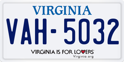 VA license plate VAH5032