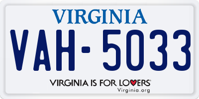 VA license plate VAH5033