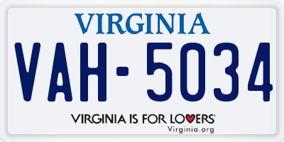 VA license plate VAH5034