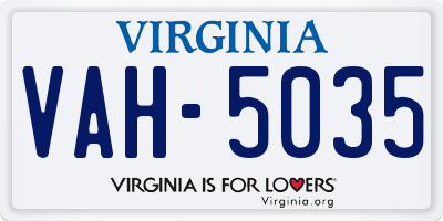 VA license plate VAH5035