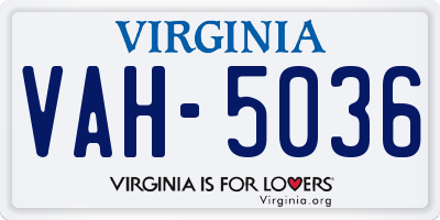 VA license plate VAH5036