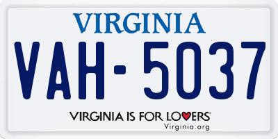 VA license plate VAH5037