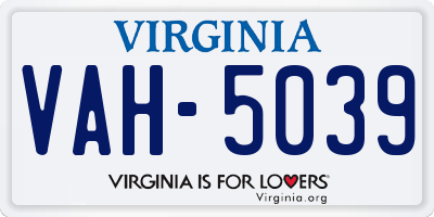 VA license plate VAH5039