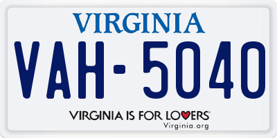 VA license plate VAH5040