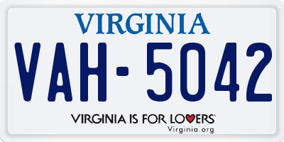 VA license plate VAH5042