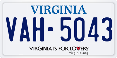 VA license plate VAH5043