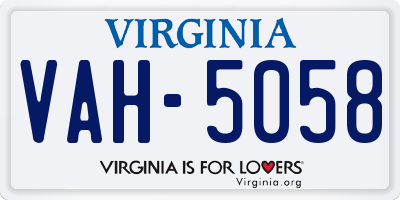 VA license plate VAH5058