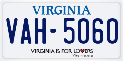 VA license plate VAH5060