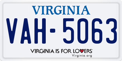 VA license plate VAH5063