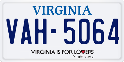VA license plate VAH5064
