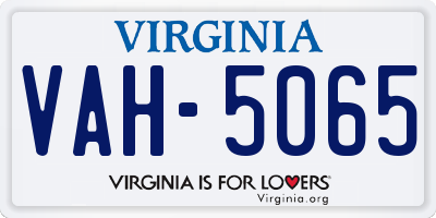 VA license plate VAH5065