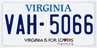 VA license plate VAH5066