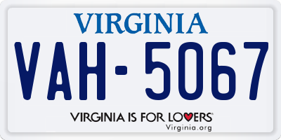 VA license plate VAH5067