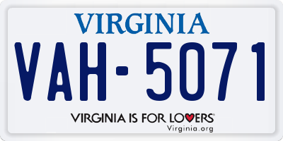 VA license plate VAH5071