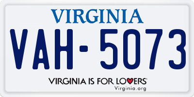 VA license plate VAH5073