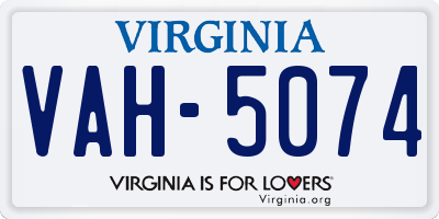VA license plate VAH5074