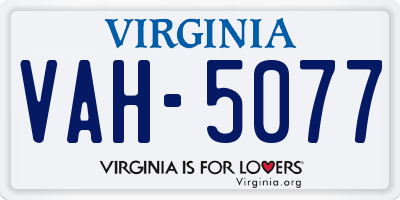 VA license plate VAH5077