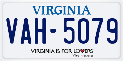 VA license plate VAH5079