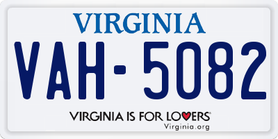 VA license plate VAH5082