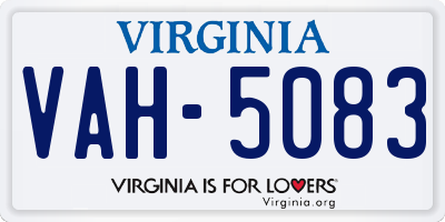 VA license plate VAH5083