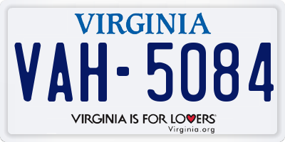 VA license plate VAH5084