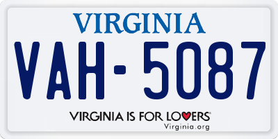 VA license plate VAH5087