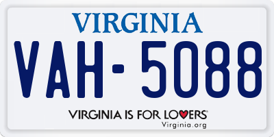 VA license plate VAH5088