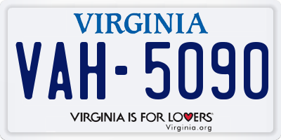 VA license plate VAH5090